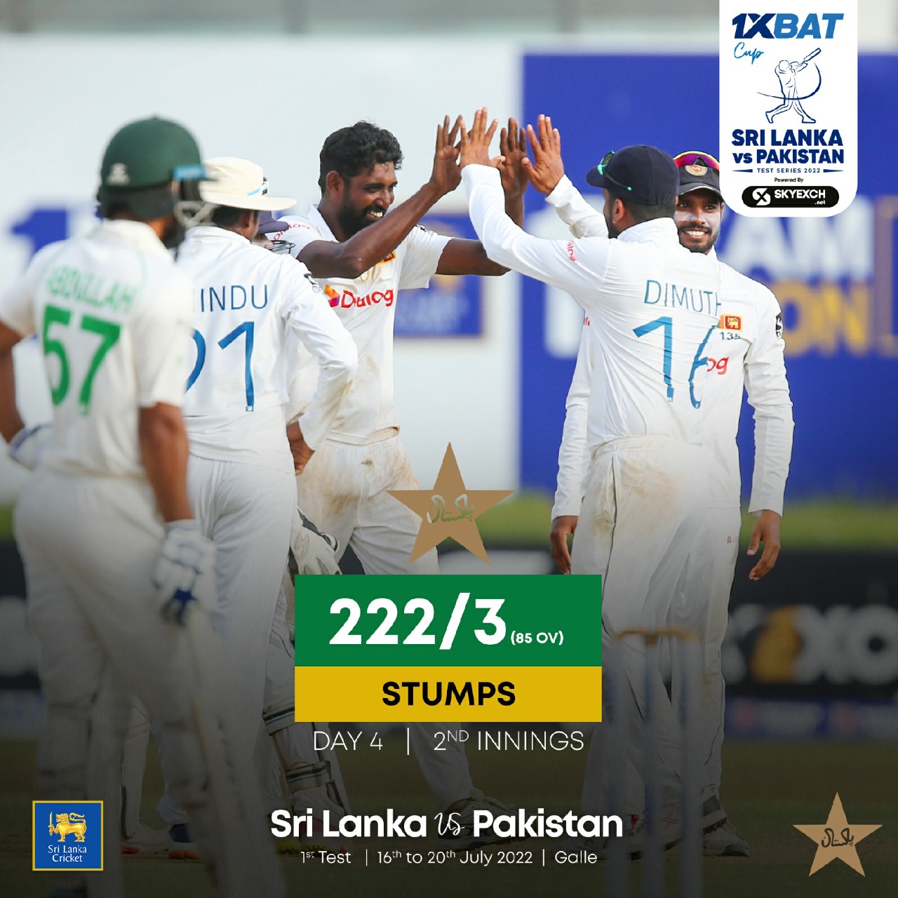 Pakistan power to 222/3 chasing 342 on Shafique’s unbeaten 112 and Babar Azam’s 55