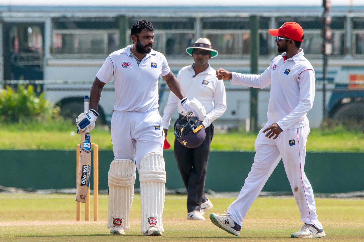 Career best knocks by Jaffna’s Lahiru Madushanka 194, and Dambulla’s Minod Bhanuka 186 n.o.