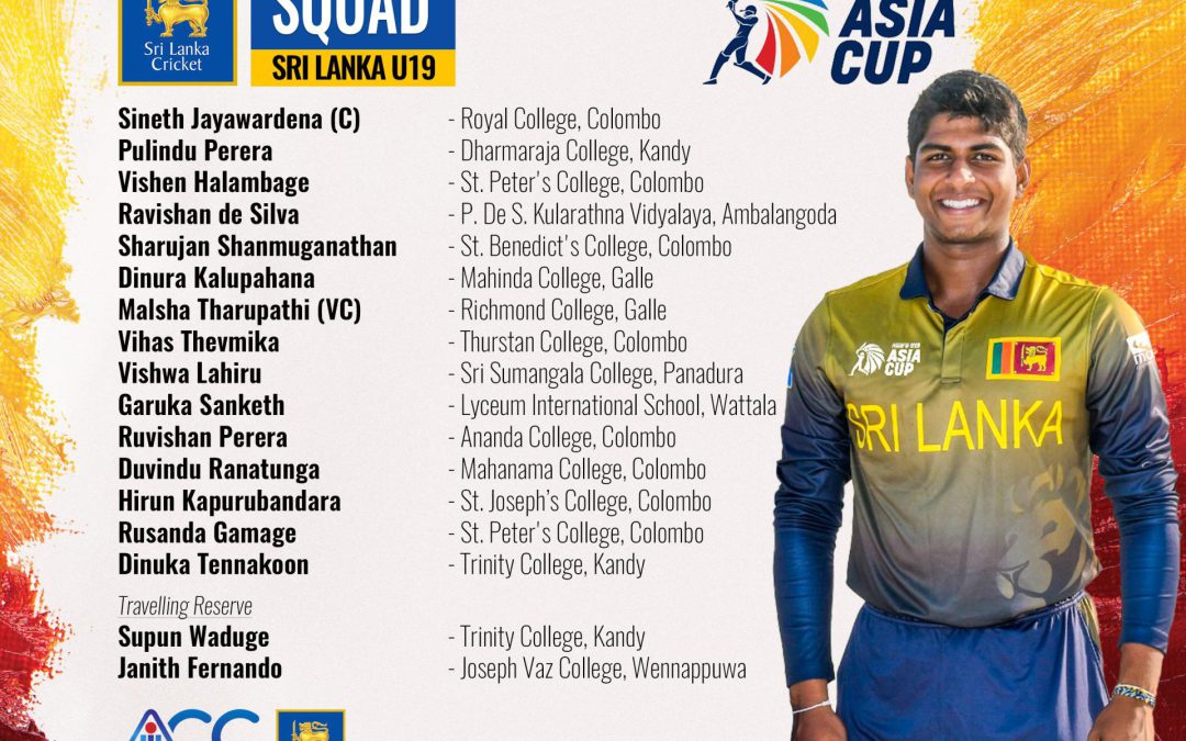 Sri Lanka squad for ACC Men’s U19 Asia Cup