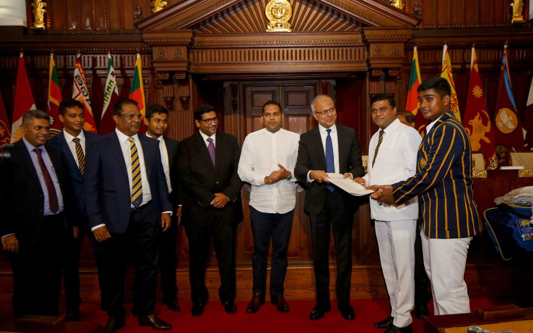 Sri Lanka Cricket distributes cricket equipment to over 100 schools.