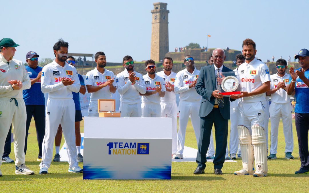 Sri Lanka Cricket Felicitates Dimuth Karunaratne on His 100th Test Match