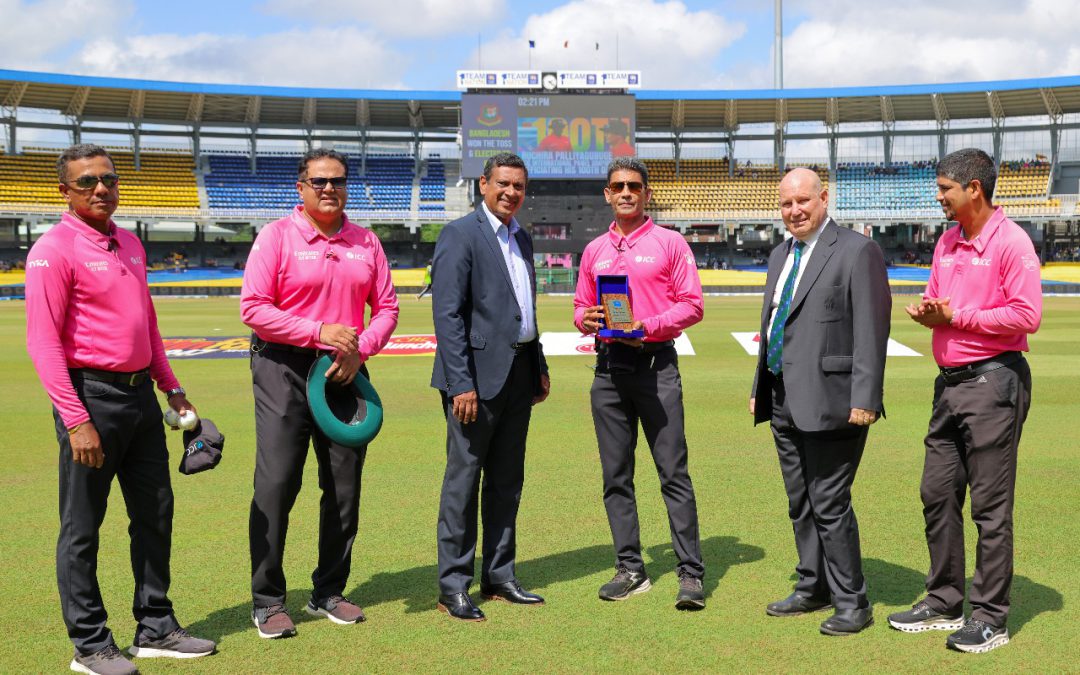 SLC felicitates Ruchira Palliyaguruge for officiating in 100 ODIs