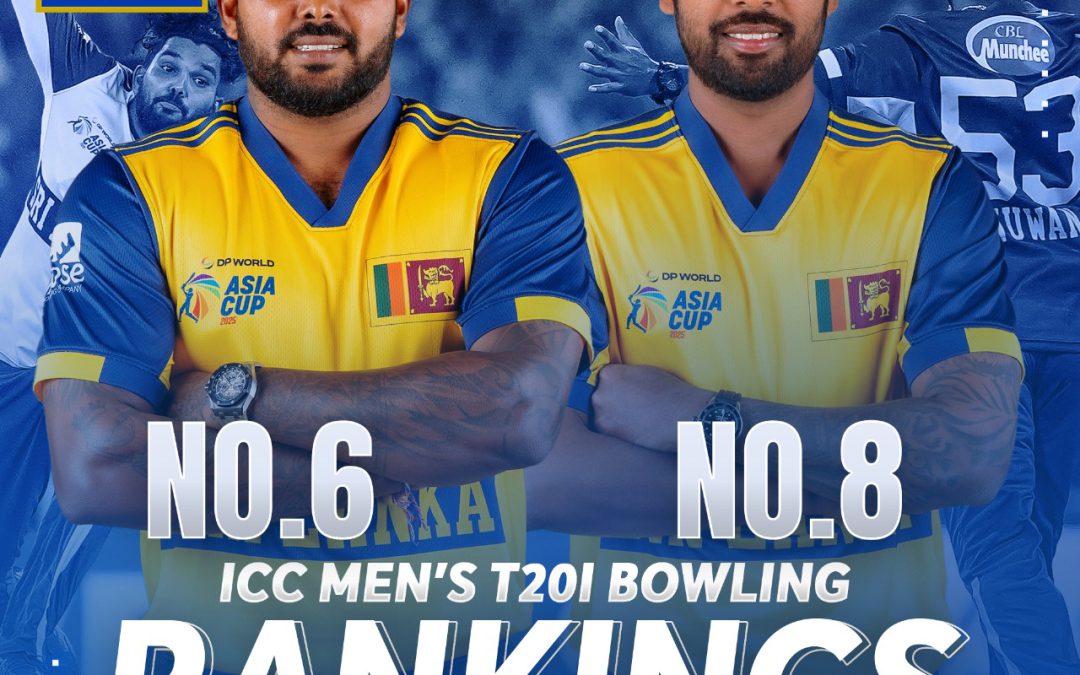 Wanindu Hasaranga remains at 6th place in both the Bowling and All-Rounder Rankings, while Nuwan Thushara climbs to an impressive No.8 in Bowling