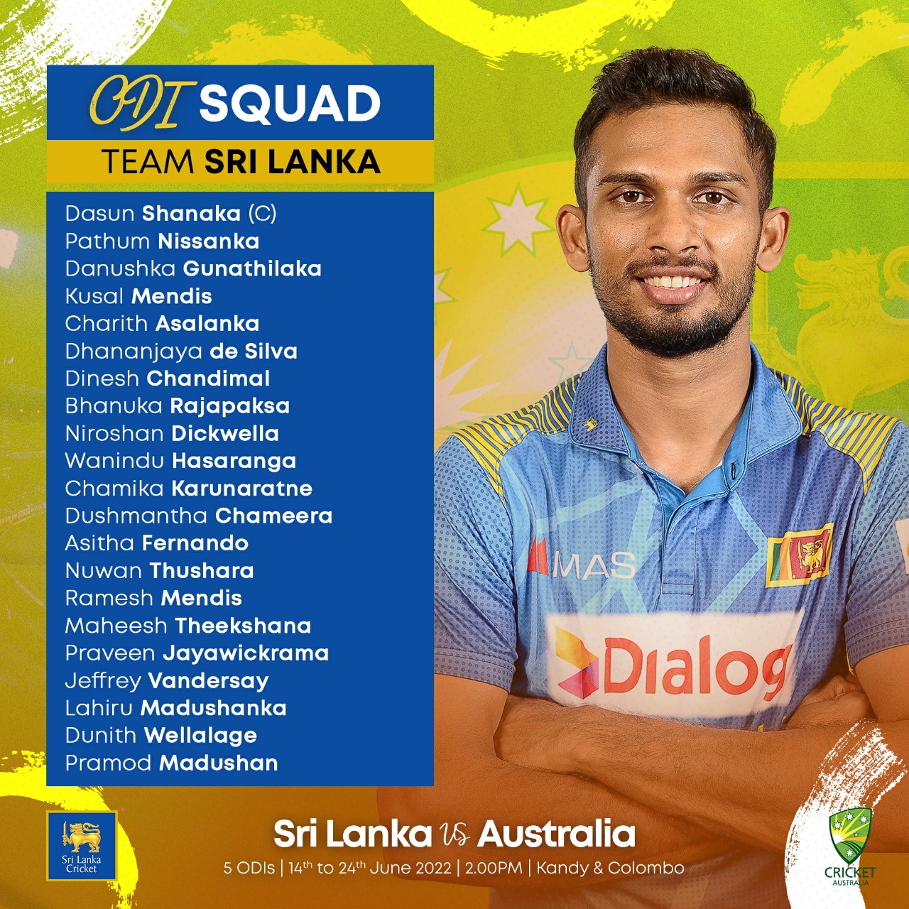 Sri Lanka ODI squad for Australia series