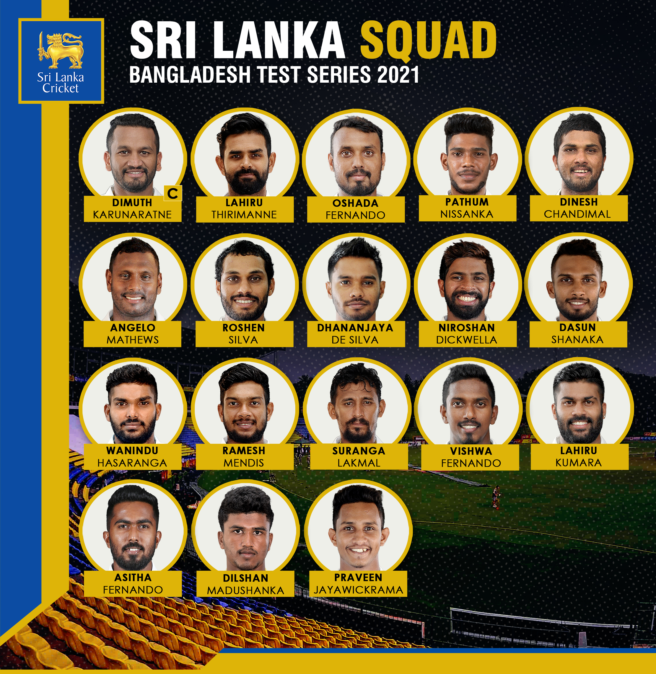 Sri Lanka squad for the 2-match Test series vs Bangladesh