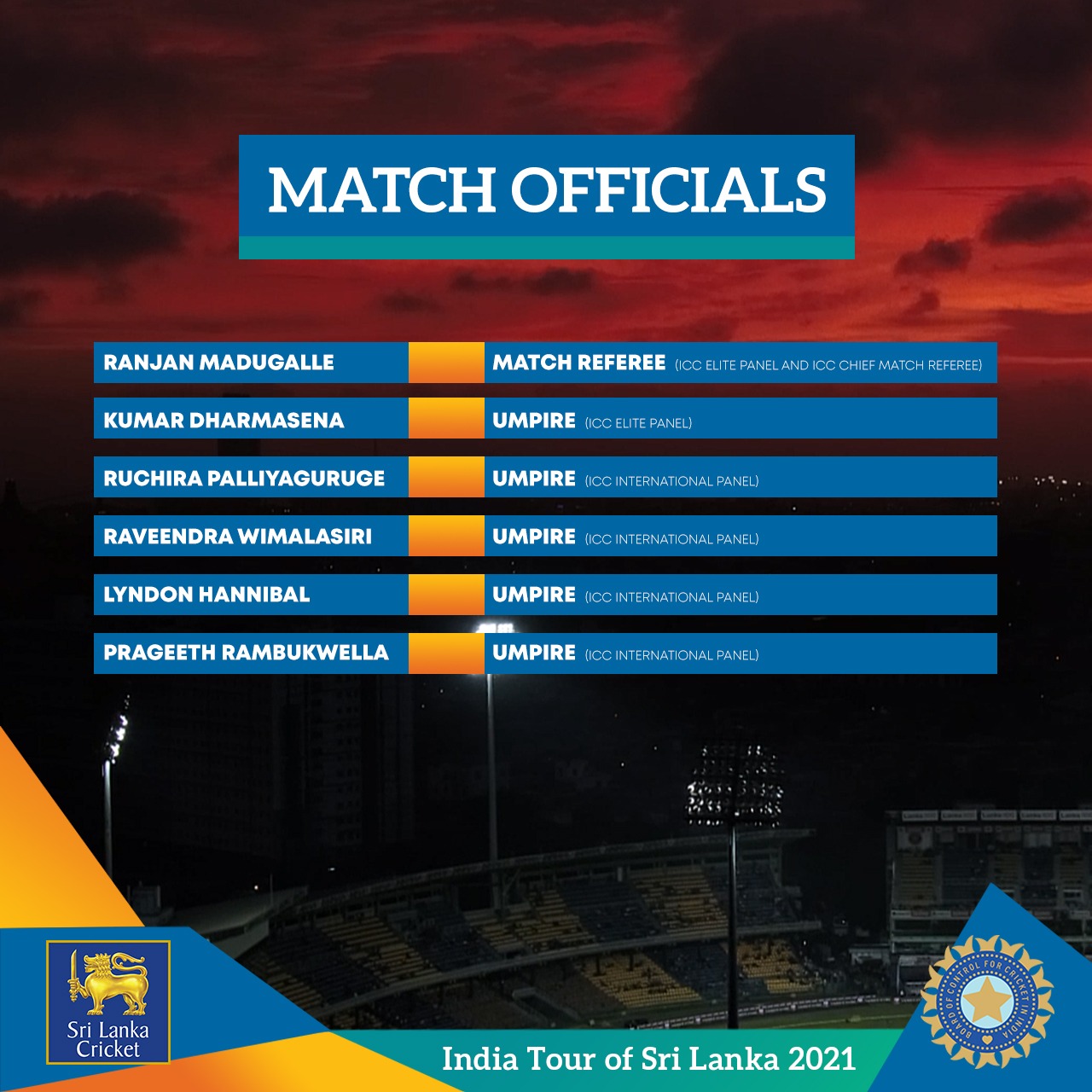 Match Officials | India Tour of Sri Lanka 2021