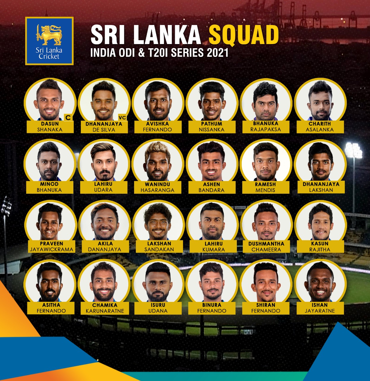 Sri Lanka squad for the limited overs series against India