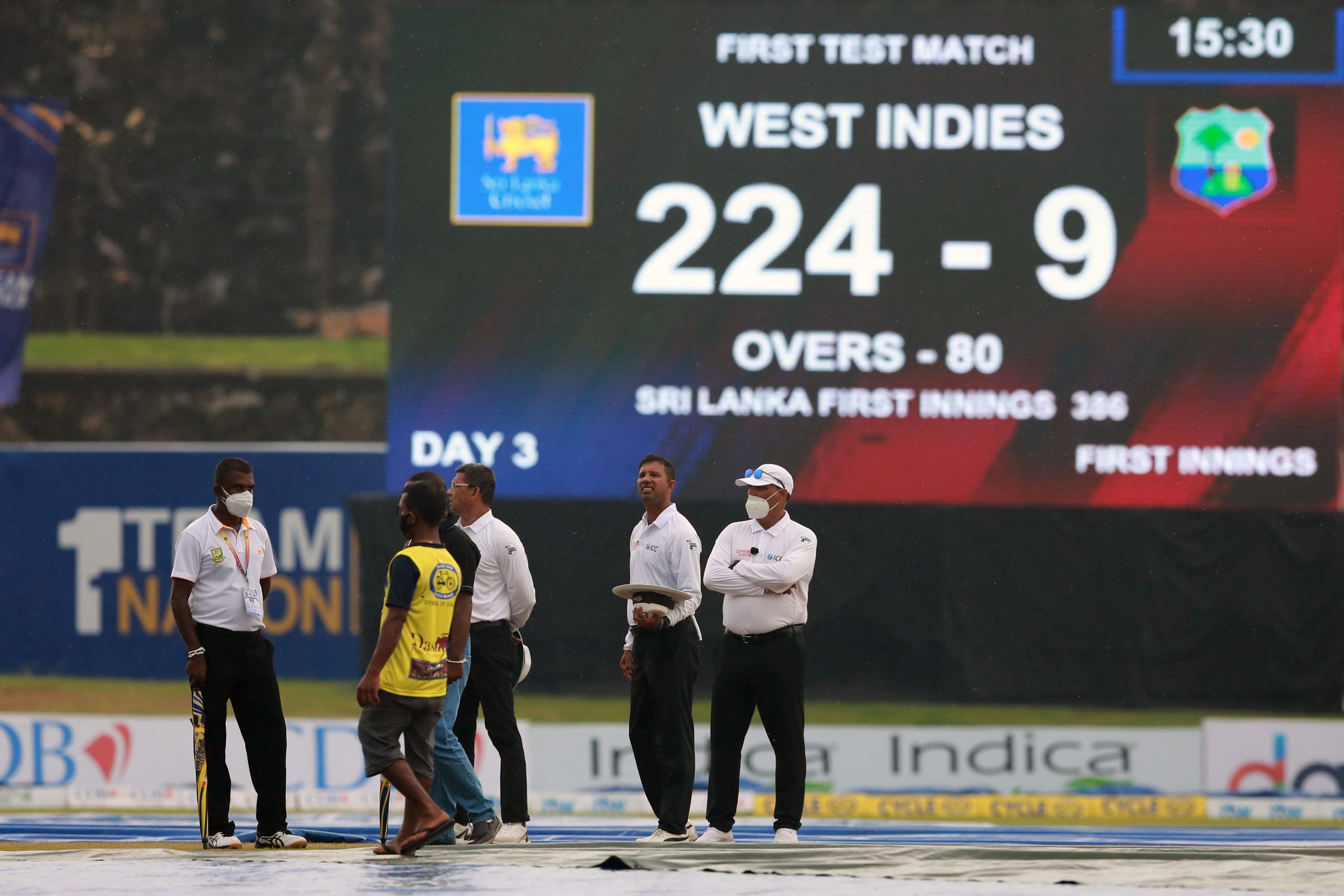 West Indies frustrate Lankan bowlers to recover to 224/9 on rain hit third day
