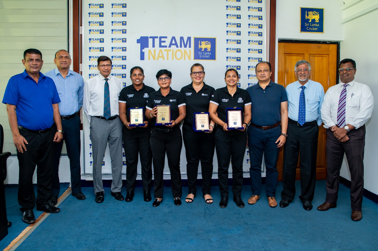 SLC felicitated the four Sri Lankan female match officials on the ICC panels